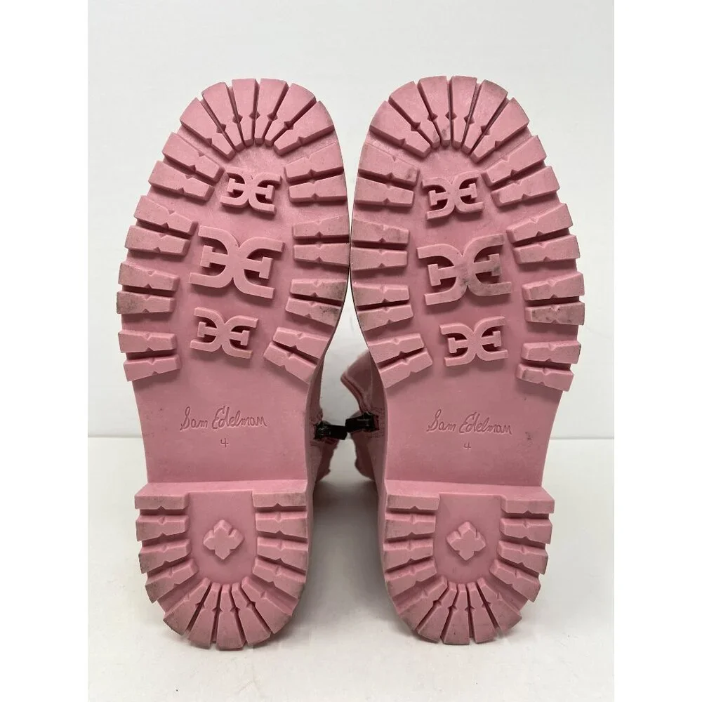 Sam Edelman Girls sz 4 Pink Laguna Chelsea Lug Sole Boots